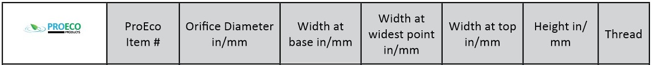ProEco Products Fountain Nozzles - Dimensions