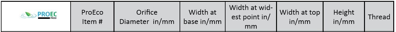 ProEco Products Fountain Nozzles - Dimensions