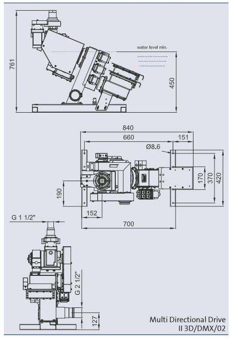 Oase Multi Directional Drive II 3 D/DMX/02 - Dimensions