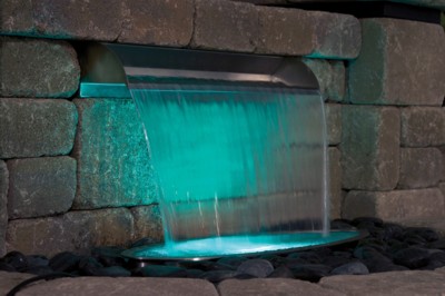 Atlantic Water Gardens 12" 316 Stainless Steel Spillway - shown with optional underwater lighting